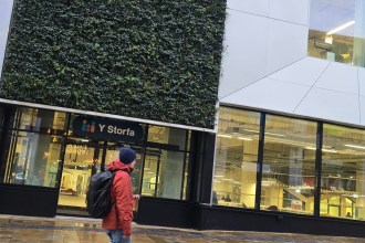 Y Storfa exterior green wall Oxford Street Swansea