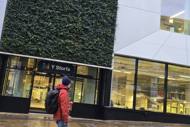 Y Storfa exterior green wall Oxford Street Swansea