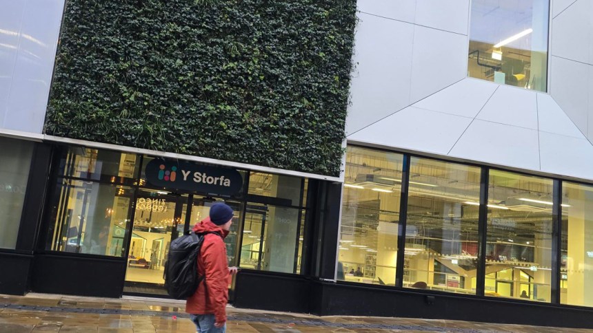 Y Storfa exterior green wall Oxford Street Swansea