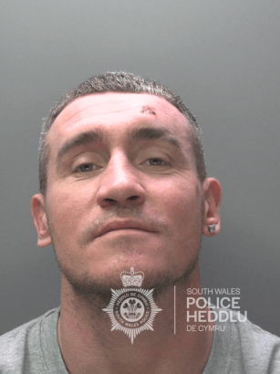 Mugshot of David Bradshaw, a Swansea man sentenced to prison for domestic violence and assaulting an emergency worker.