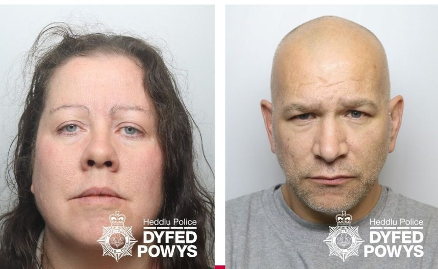 Combined custody image showing Samantha Evans on the left and Daniel Hughes on the right. Both have been jailed for conspiring to murder Evans’ husband in a planned attack inside a caravan.