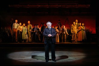 Michael Sheen in solo spotlight moment from Our Town. Image: Welsh National Theatre.