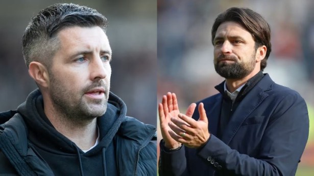Montage showing Alan Sheehan on the left and Russell Martin on the right, both during their time as Swansea City managers.