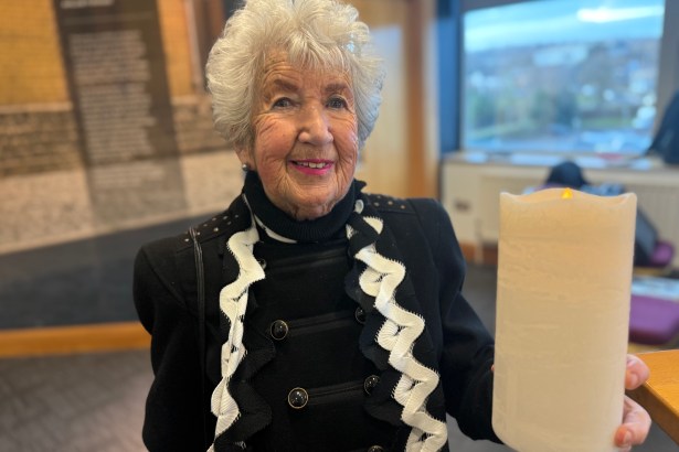 Norma Glass MBE speaking at the Holocaust Memorial Day event in Swansea.