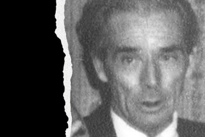 Black‑and‑white portrait of murdered taxi driver Jack Armstrong, whose 1979 killing remains unsolved.