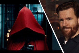 Montage showing the Secret Traitor in a red hood on the left and Paul Gorton on the right, separated by a diagonal divide.
