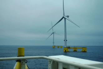 Floating offshore wind turbine developed by Blue Gem Wind for the Erebus project.