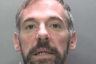 Police custody image of Christopher Sayce, 42, who admitted arson after a fire at supported accommodation in Swansea.
