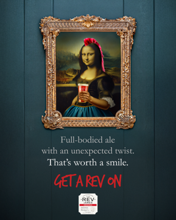 The new 'Get a Rev on' campaign for Brains' Rev James ale
