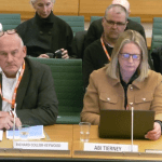 Abi Tierney and Richard Collier‑Keywood speaking at a Welsh Affairs Committee hearing on the future of Welsh rugby.