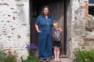 Michelle Evans and daughter Connie at Paternoster Farm
