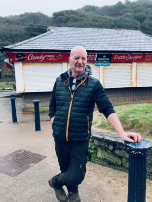 Robert at Caswell Bay Beach Shack after 54 years