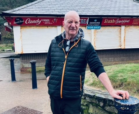 Robert at Caswell Bay Beach Shack after 54 years