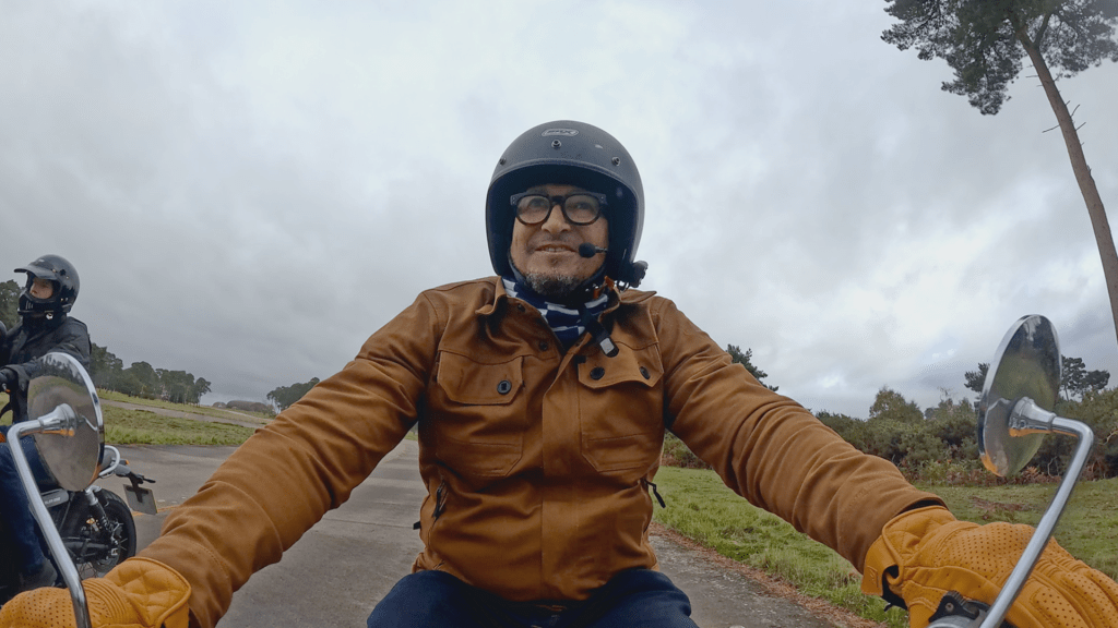 Fuzz takes the restored bike for a ride