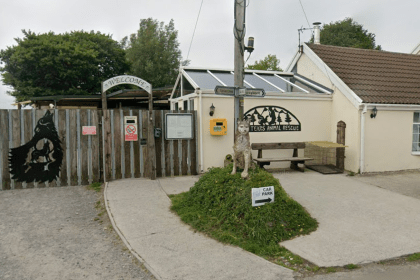 Many Tears Animal Rescue centre entrance in Cefneithin, Carmarthenshire.