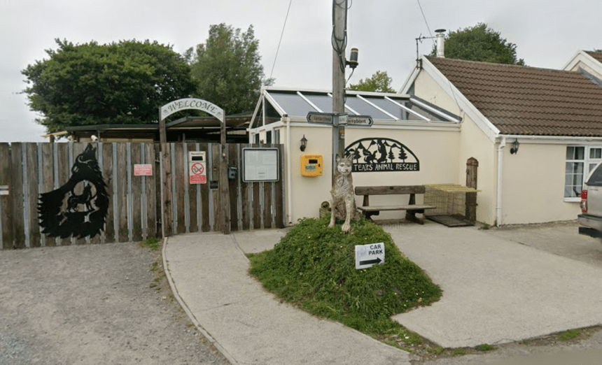 Many Tears Animal Rescue centre entrance in Cefneithin, Carmarthenshire.