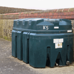 An oil tank in a farmyard