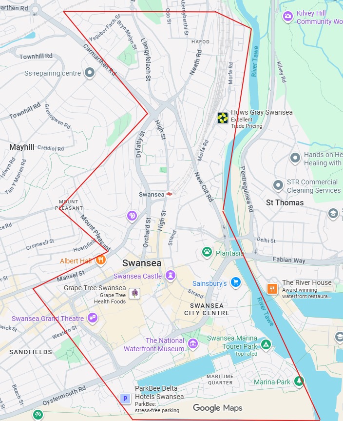 South Wales Police Section 35 notice area in Swansea