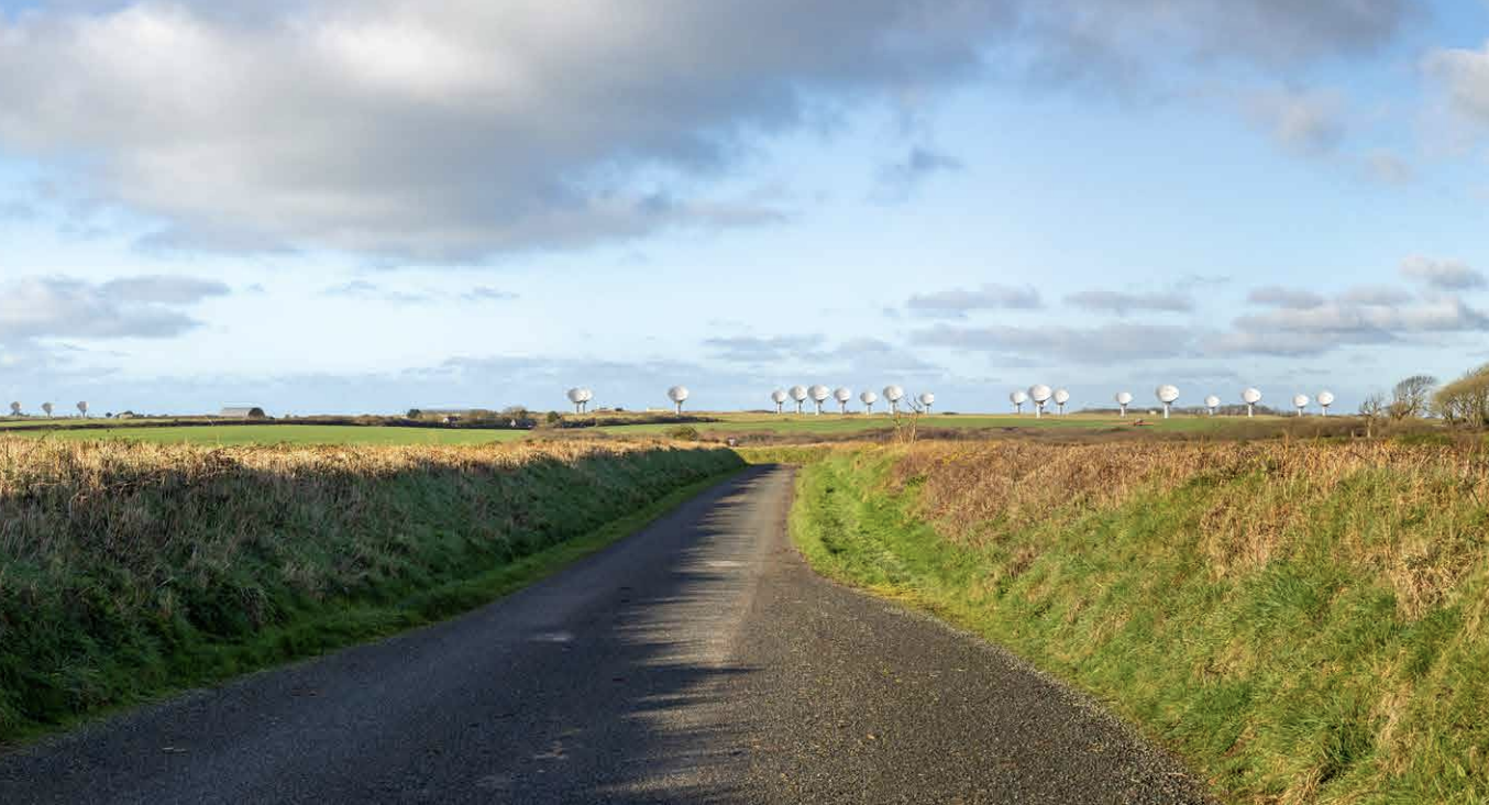 MOD photomontage showing the full DARC radar array on the skyline at Cawdor Barracks, seen from Trefgarn Owen to the north