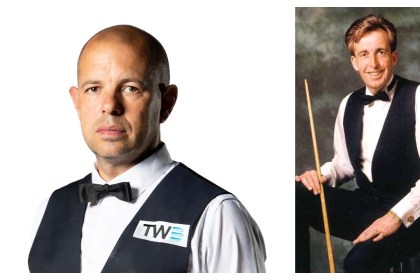 Barry Hawkins (left and the late Terry Griffiths (right)