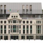 Architectural visualisation of the Grand Hotel Swansea showing the approved north elevation with new mansard roof extension above the original 1930s Art Deco façade