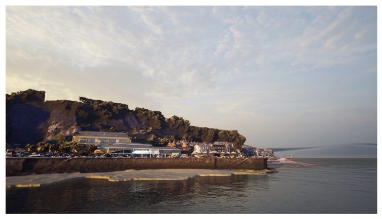 The proposed Centre for Marine Sporting Excellence viewed from the bay. Picture: Huw Griffiths Architects Ltd