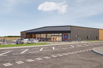 Artist's impression of the proposed Aldi supermarket on Sandy Road, Llanelli (Image: Aldi)