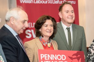 Mike Hedges MS, former Welsh Labour leader Eluned Morgan and Swansea Council leader Rob Stewart (Image: Welsh Labour)