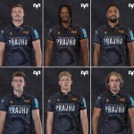 Top row (left to right): Jac Morgan, Dewi Lake, Dan Kasende, Phil Cokanasiga, Ryan Conbeer Bottom row: James Fender, Tom Florence, Will Greatbanks, Luke Scully, Jack Walsh