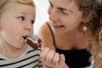 a kid eating ice cream