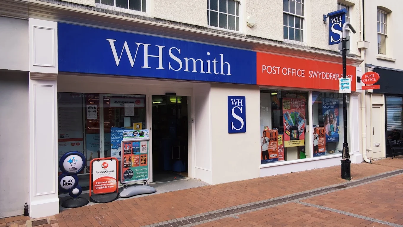 The Post Office in Neath within the TGJones store - shown with previous WHSmith branding