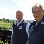 Farmers' Union of Wales (check the l-r against the actual photo). Alt: Ian Rickman and Dai Miles standing together after their re-election as the Farmers' Union of Wales presidential team.