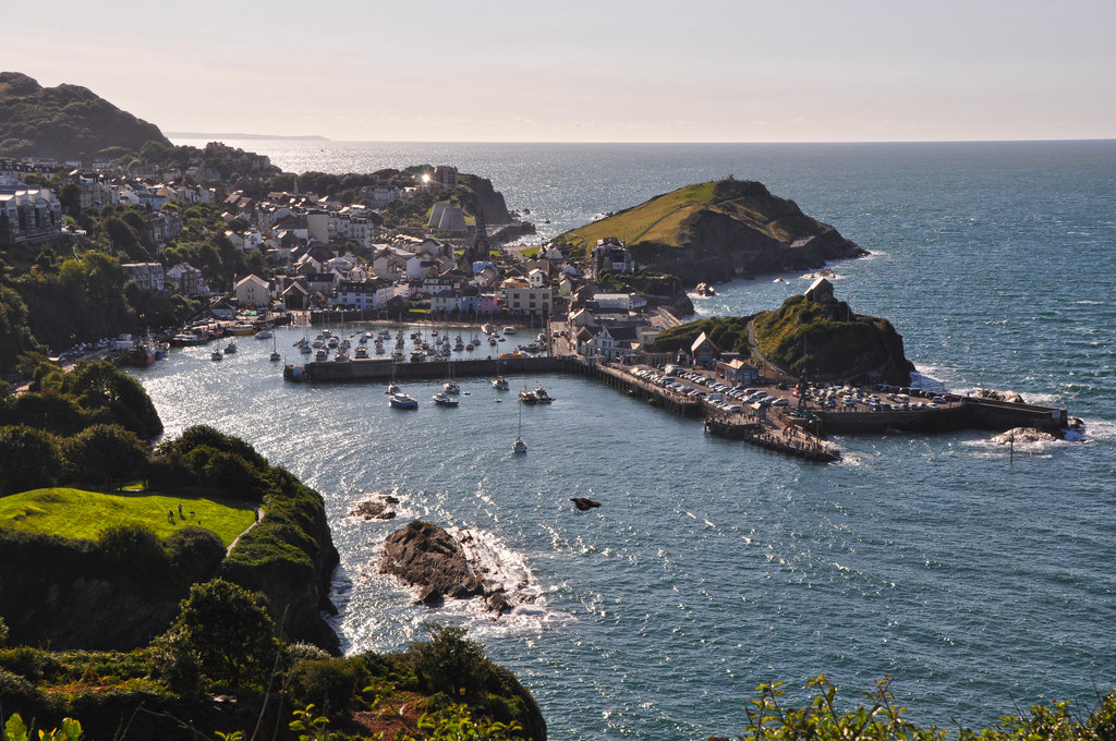 Looking down towards the town of Ilfracombe with the harbour in view.
