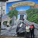 Briton Ferry's Brunel Mural with Cllr Gareth Rice and artist Jenks