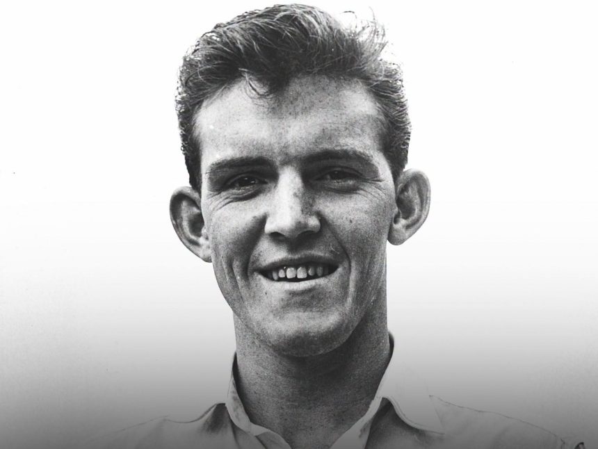 A black-and-white photograph of Swansea City footballer Herbie Williams in a club shirt