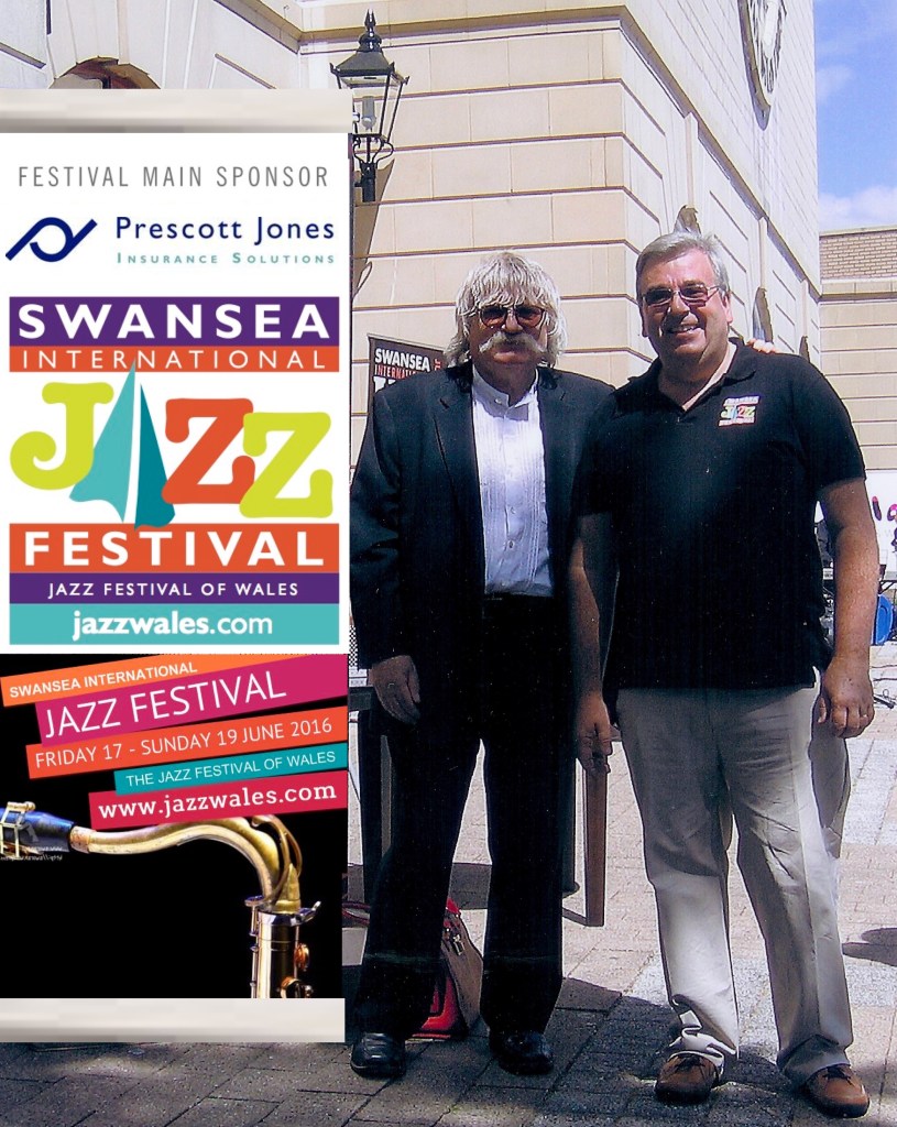 Dave Cottle with composer Sir Karl Jenkins at the Swansea International Jazz Festival in 2016