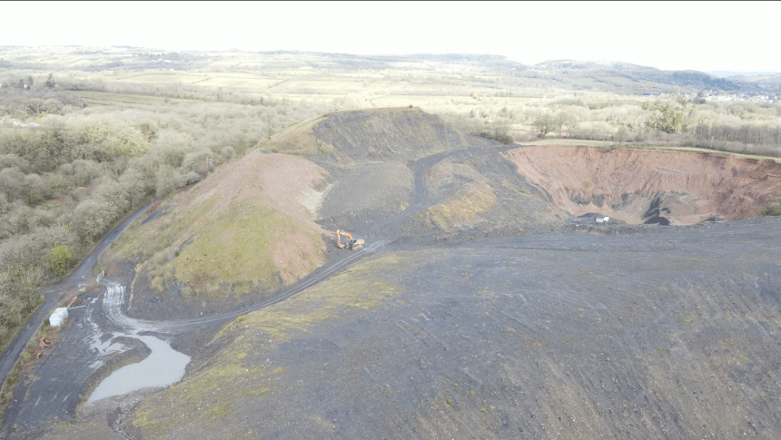 Glan Lash opencast coal mine viewed from above