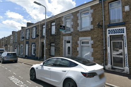 Terraced House with a Sale Agreed sign in Swansea