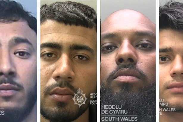 Police custody photographs of the four men jailed over the St Helen's Road disorder.