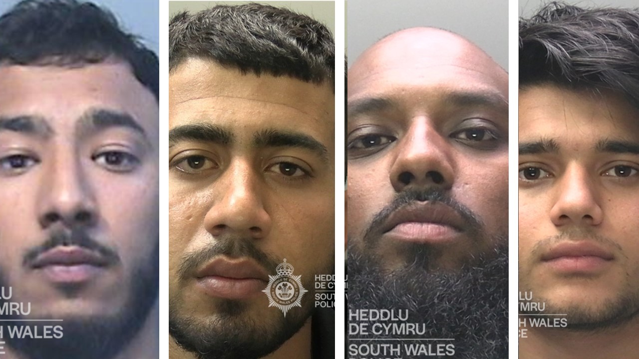 Police custody photographs of the four men jailed over the St Helen's Road disorder.