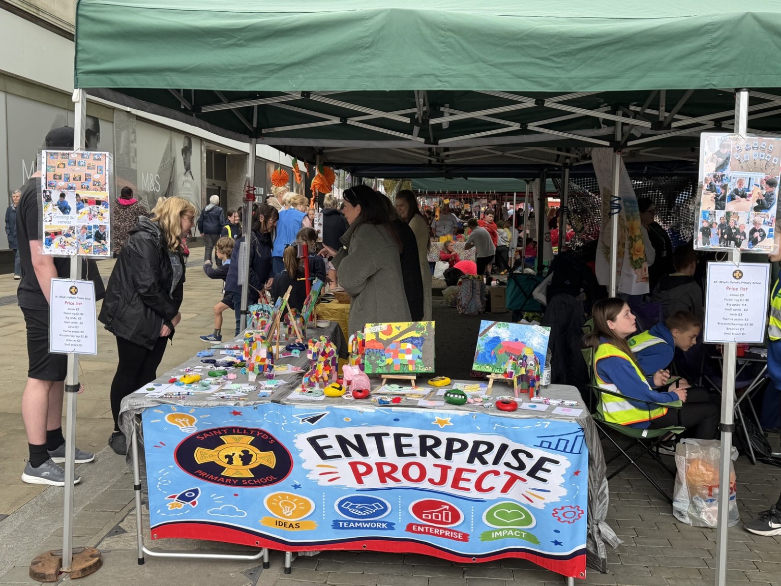 A St Illtyd's Catholic Primary School "Enterprise Project" stall at the schools' market on Oxford Street. (Image: Swansea Bay News)