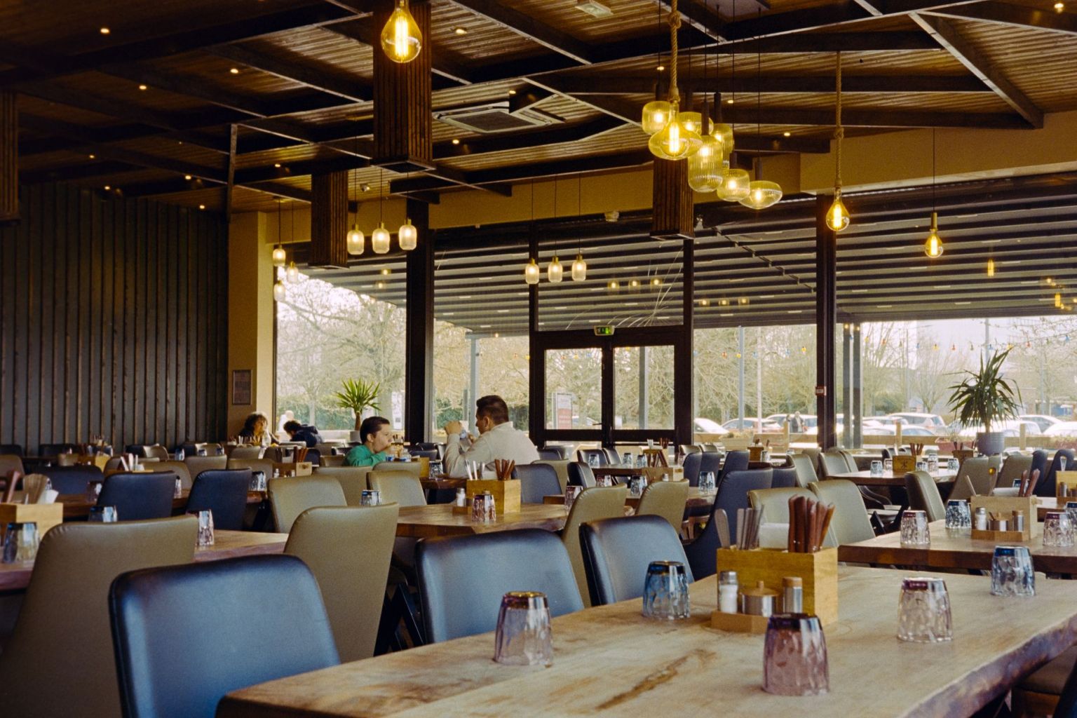 cozy french bistro interior with diners