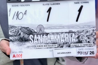 The Santa Maria production slate, featuring artwork of Mumbles Pier (Image: S4C)