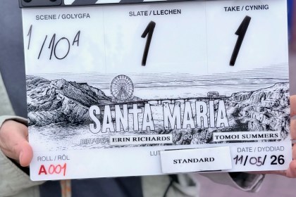The Santa Maria production slate, featuring artwork of Mumbles Pier (Image: S4C)