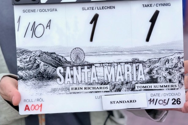 The Santa Maria production slate, featuring artwork of Mumbles Pier (Image: S4C)