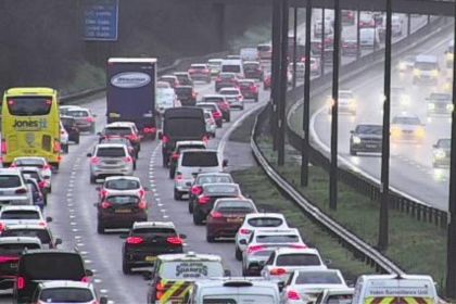 Congestion on the M4 at Newport