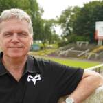 Ospreys chief executive Lance Bradley in an Ospreys polo shirt at St Helen's