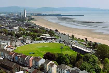 Aerial view of the St Helen's ground in Swansea