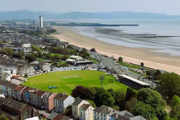 Aerial view of the St Helen's ground in Swansea