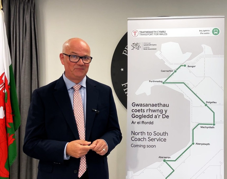 Deputy transport minister Mark Hooper with the North to South bus link map